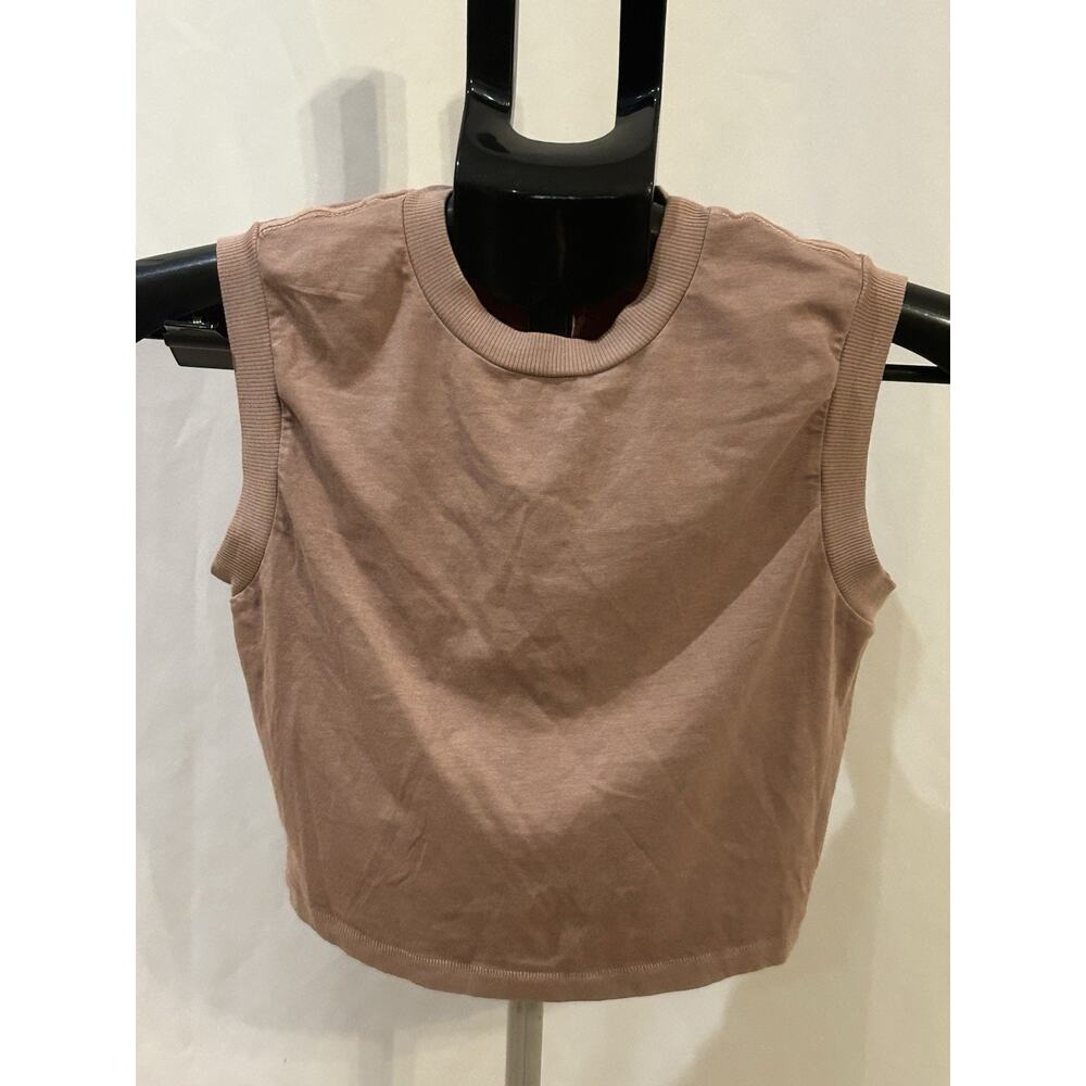 NWT Skims Womens Brown Basic Cropped Shirt Size S